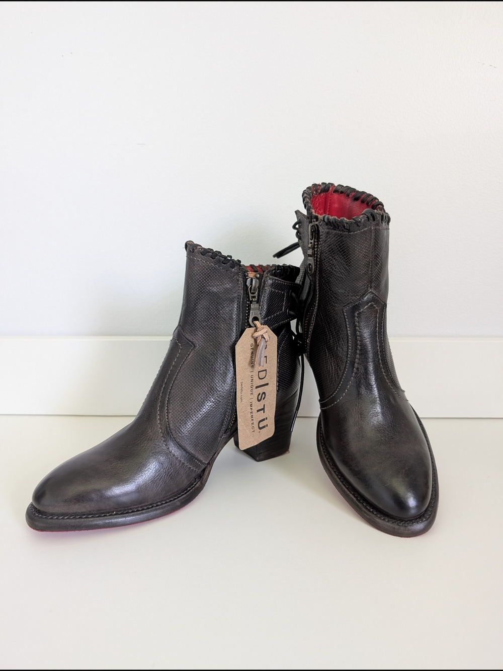 NWT Bed Stu Bia Leather Booties Women Size 7.5 Black